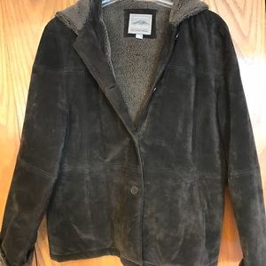 Suede Leader Jacket w/ Faux dark lamb skin lining